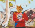 Dingo with Skull by Vincent Namatjira contemporary artwork Painting