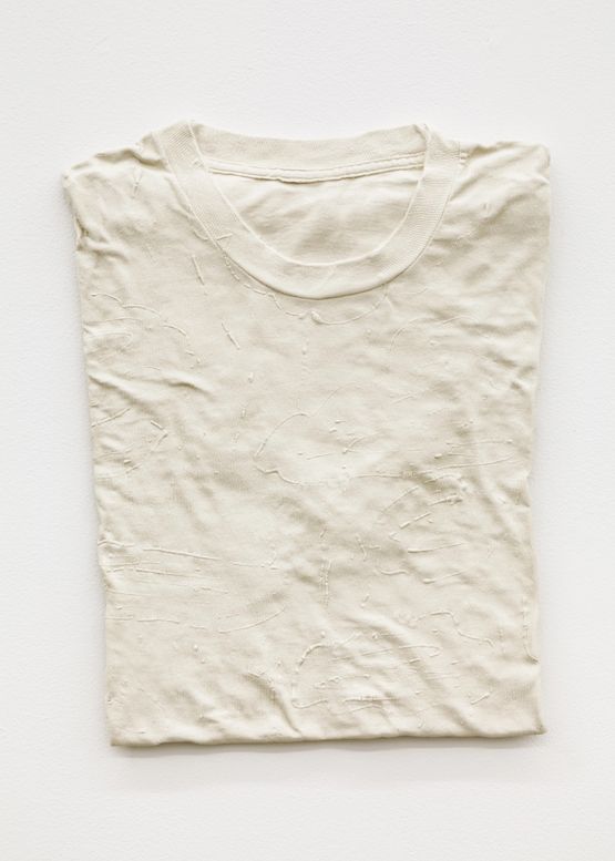 Carolyns Old Rainy Day Puff Paint White Tee by Ry Rocklen contemporary artwork