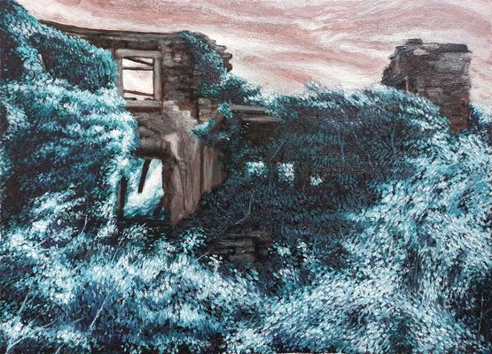 Abandoned house by Miran Sabic contemporary artwork Painting