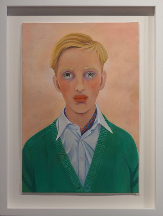 Man at Frieze becoming Hugo by Helen Downie contemporary artwork Painting
