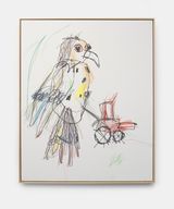Red tractor by Lera Derkach contemporary artwork mixed media painting