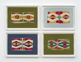 Bishkische Set 6 Big Head  Birds That Stays Above  Blackbird Woman  Catches On The Horse by Wendy Red Star contemporary artwork drawing painting works on paper