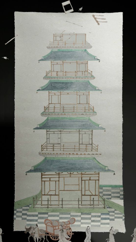 We All Need Stories. Tower from Day into Night by Peng Wei contemporary artwork Moving Image