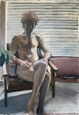 Nude with begonia by Joelle Joubert contemporary artwork painting