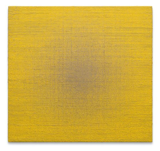 Woven Radial Gradient as Weft Center Cadmium Yellow Medium by Analia Saban contemporary artwork Painting