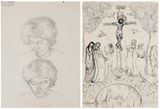 Double etude dAnnetta Giacometti by Alberto Giacometti contemporary artwork drawing painting works on paper