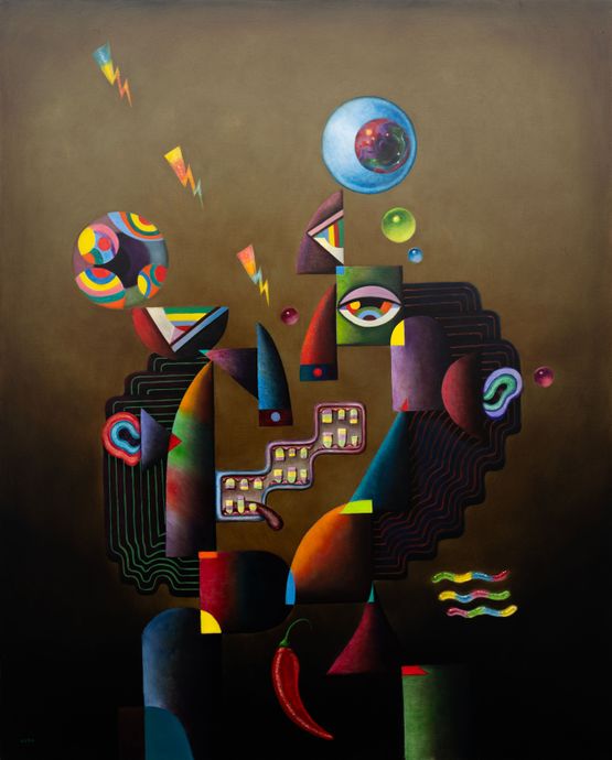 Prism Figure Composition  17 by Luis Lorenzana contemporary artwork Painting