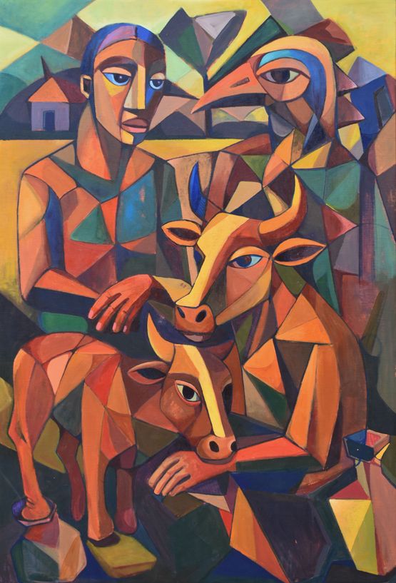 MUPFUMI WEALTHY MAN by Lionel Mbayiwa contemporary artwork Mixed Media