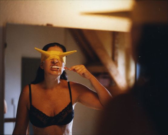 Energy Mask Brushing by Marina Abramovic contemporary artwork Photography