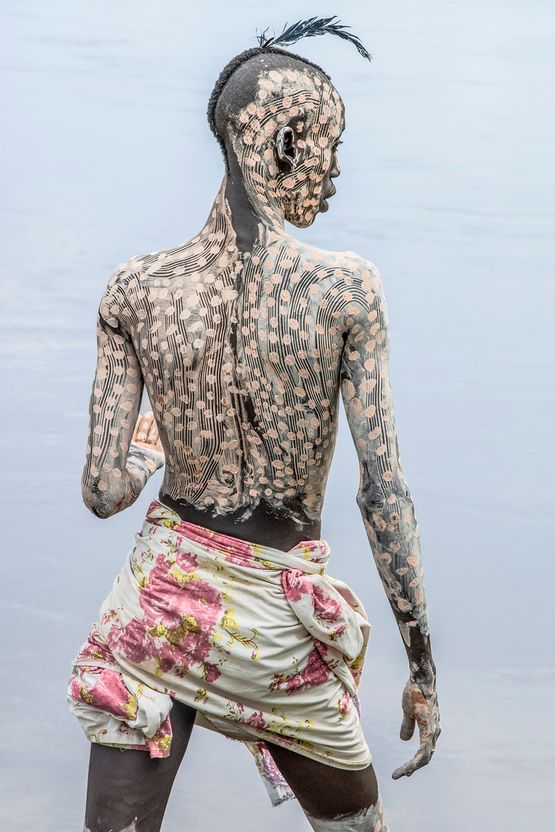 Kara Man Painted for Courtship Omo Valley Ethiopia by Carol Beckwith  Angela Fisher contemporary artwork Painting
