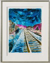 Train Tracks - Blue by Bob Dylan contemporary artwork print