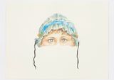 Untitled Victorian mask blue bonnet by Jamie Isenstein contemporary artwork works on paper