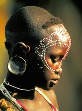 Surma Girl with Lacey Face Paint Ethiopia 1985-1996 by Carol Beckwith  Angela Fisher contemporary artwork photography