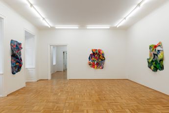 Contemporary art exhibition Daniel Knorr Canvas Sculptures at Galerie nachst St. Stephan Rosemarie Schwarzwalder Vienna Austria