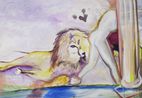Lion and Human by Yan Bingqian contemporary artwork Painting