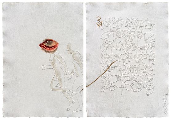 Forever to run by Mithu Sen contemporary artwork Works on Paper