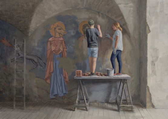 Saint Christopher by Serban Savu contemporary artwork Painting