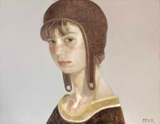 Girl Wearing A Hat by Arx Lee contemporary artwork Painting