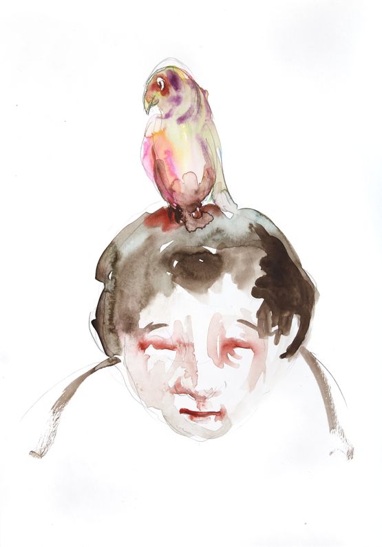Kopf mit Papagei by Paloma Varga Weisz contemporary artwork Works on Paper