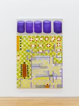Purple Ottomans - Restaurant Mandala by Kim Dingle contemporary artwork painting