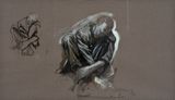Derriere la vitre by Ernest Pignon-Ernest contemporary artwork drawing painting works on paper