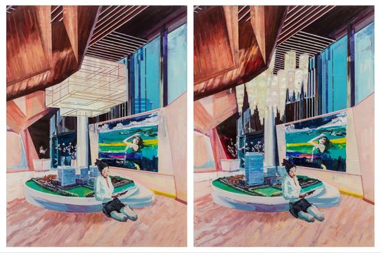 Spot the Difference  Sales Lady by Li Qing contemporary artwork Painting