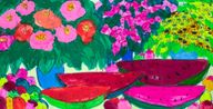 A Lush Watermelon Garden by Walasse Ting contemporary artwork Painting