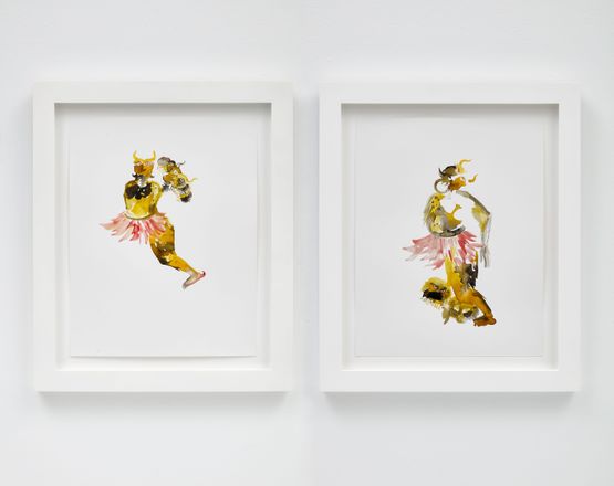 Of Masks and Bull 1-2 by Shahzia Sikander contemporary artwork Painting