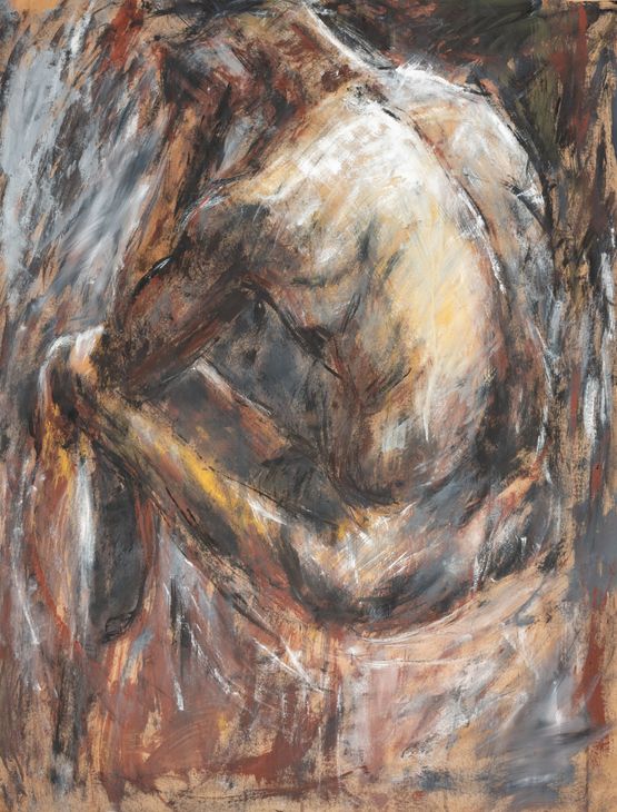 Male Nude Seated 34 View by Solamalay Namasivayam contemporary artwork Works on Paper