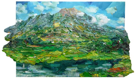 sense of beauty and its virtues from the motherland since the beginning of time koto baru lake and marapi mountain by Erizal As contemporary artwork Painting