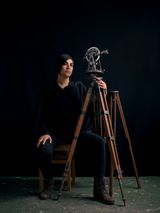 Portrait of Woman with Theodolite II by Heba Y. Amin contemporary artwork print