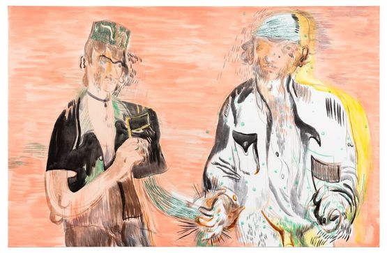 Citizens with Flags by Salman Toor contemporary artwork Print