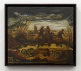 Untitled Paesaggio con figure umane e rospi by Luigi Zuccheri contemporary artwork painting