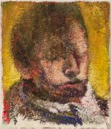 Yellow Portrait by Nikos Aslanidis contemporary artwork painting works on paper