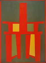 Red Back-chair with a Green Background by Mao Xuhui contemporary artwork painting