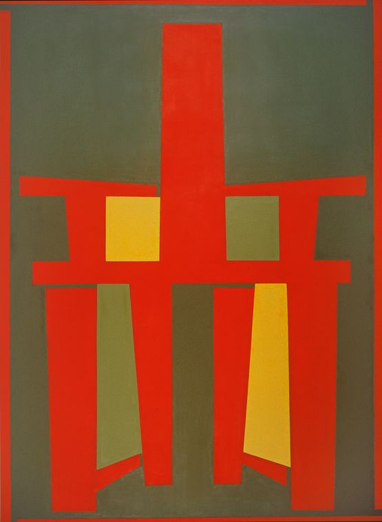 Red Back-chair with a Green Background by Mao Xuhui contemporary artwork Painting