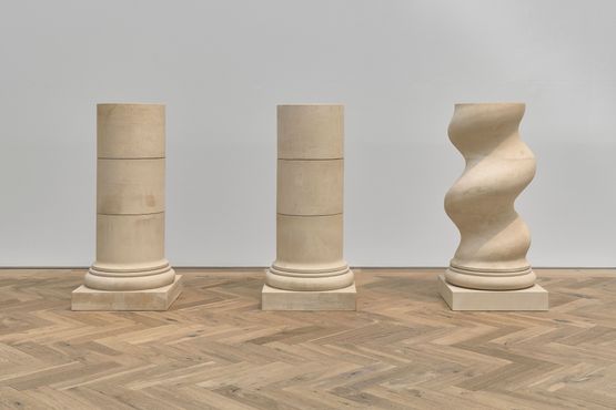 Three Pedestals Robespierre Saint-Just Couthon by Ian Hamilton Finlay contemporary artwork Sculpture