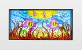 Sun dried slick the flames blind us - to the fact the fire bears the real - the radical body as somehow untouchable by Precious Okoyomon contemporary artwork Painting