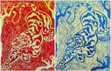 Double Tiger after PR by Sarah Crowner contemporary artwork works on paper
