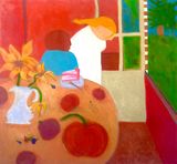 Mommy and me dining room bonnard by Karim Hussein contemporary artwork painting