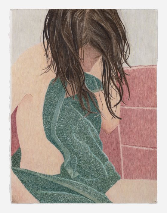 Green Towel by Tarka Kings contemporary artwork Works on Paper