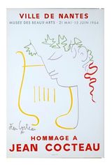 Hommage a Jean Cocteau for the Ville de Nantes 1964 Original Stone Lithograph by Jean Cocteau contemporary artwork print
