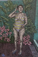Swim day at Rockwell by Johanna Helmuth contemporary artwork painting works on paper