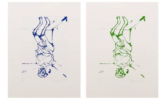 Serpentine - blue and green set of 2 by Georg Baselitz contemporary artwork Print