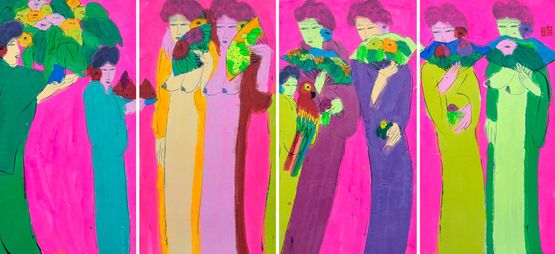 Pink Hues of Spring by Walasse Ting contemporary artwork Painting