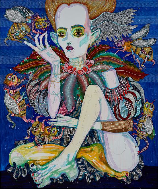 and the little toe said.listen listen to the earth by Del Kathryn Barton contemporary artwork Painting