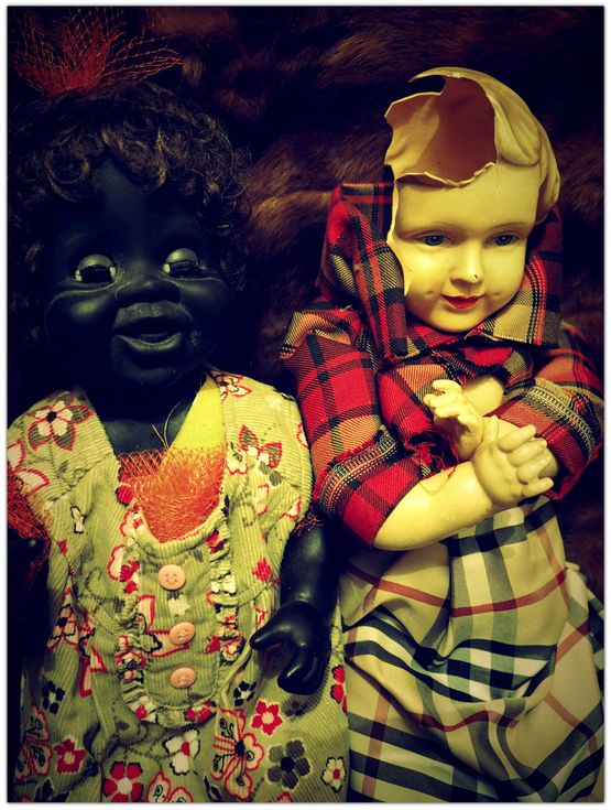 Daisy and Heather discuss race by Destiny Deacon contemporary artwork Photography