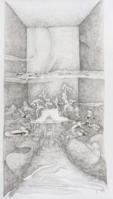 Moonlight Mile in the Snow by Lin Guocheng contemporary artwork drawing painting works on paper