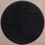 Two black and white circles on linen. Diptych by Fernando Daza contemporary artwork mixed media painting