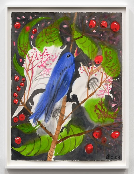 Blue Singing Finch Night Song by Ann Craven contemporary artwork Painting